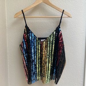 Rainbow sequin top with adjustable straps